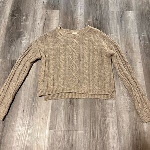 GARAGE cropped mixed grey/tan knit cardigan